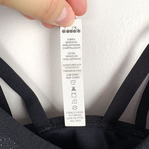 Diadora Seamless Strappy Sports Bra Black Gold Sparkle Sz Small - Picture 2 of 5